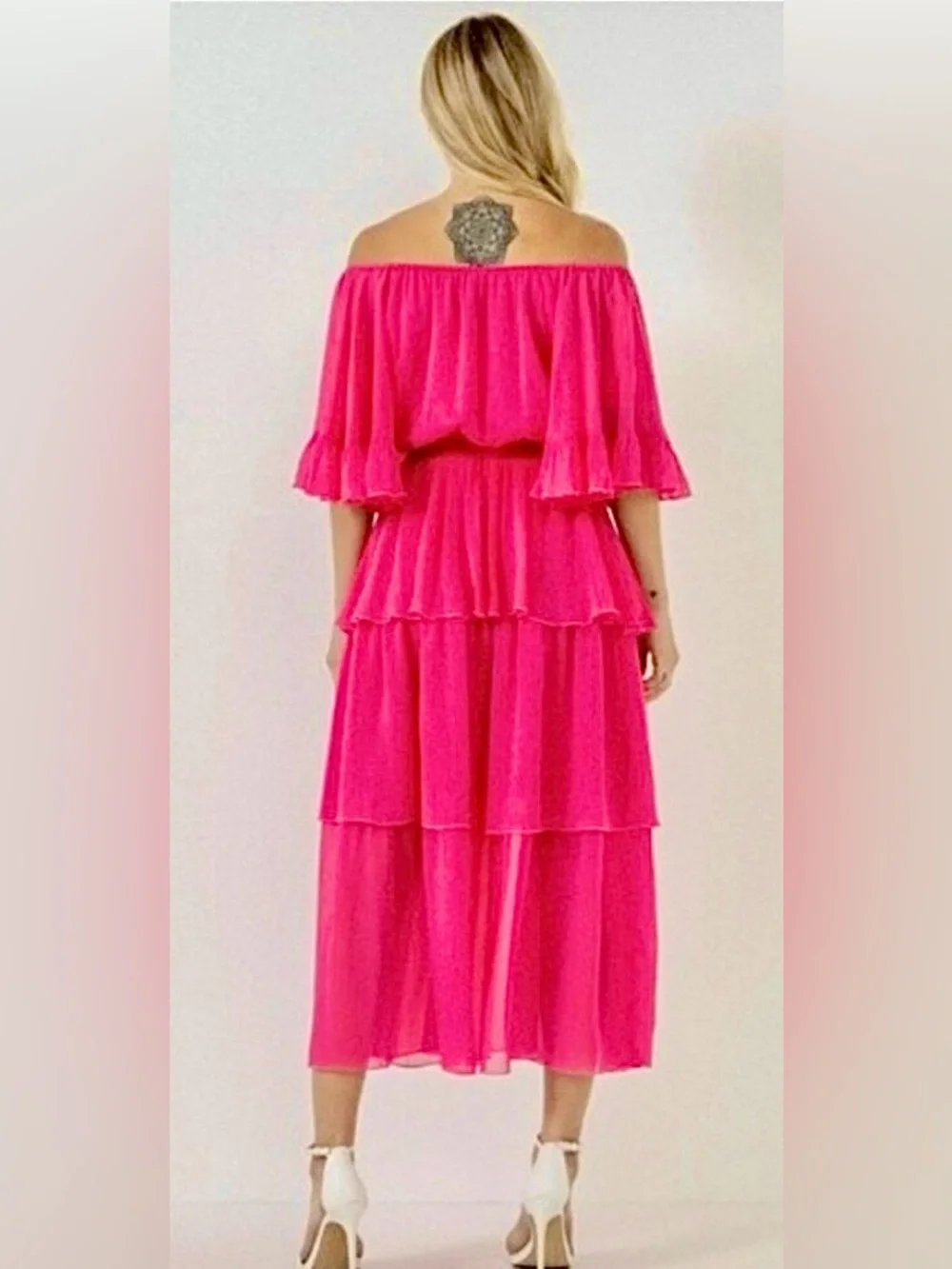 Endless Rose Chiffon Off the Shoulder Ruffle Tier Maxi Dress - Picture 4 of 9